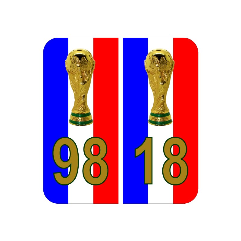Stickers plaque 98 18 Trophé Coupe du monde bleu blanc rouge Stickers plaque 98 18 Trophé Coupe du monde bleu blanc rouge