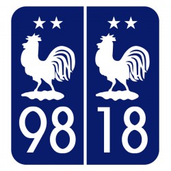 Stickers plaque Maillot 2 étoiles Coupe du monde 98 18