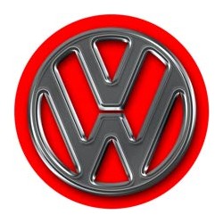 Volkswagen VW logo fond rouge
