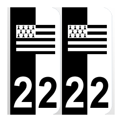 Département 22 Côtes d'Armor noir blanc